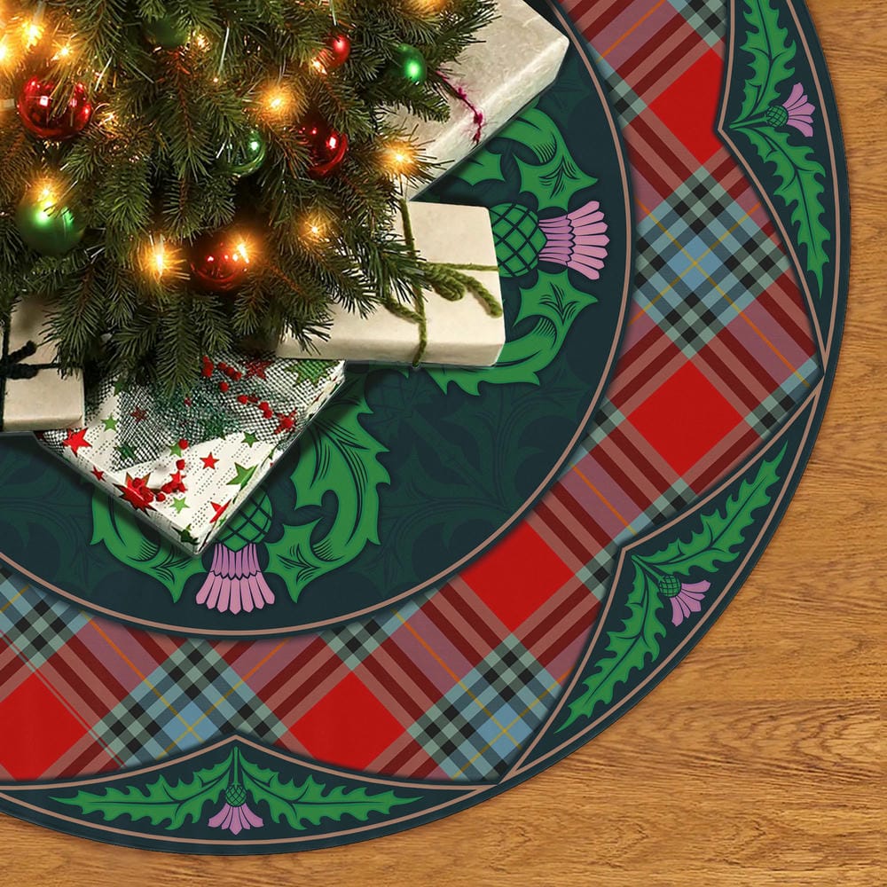 Scottish MacLeay Tartan Christmas Tree Skirt Old Scottish Thistle Flower - Image 2