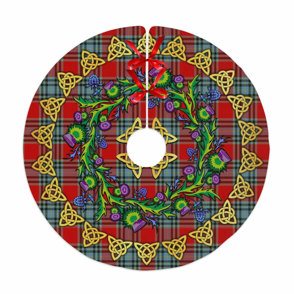 Scottish MacLeay Tartan Thistle Celtic Knot Christmas Tree Skirt