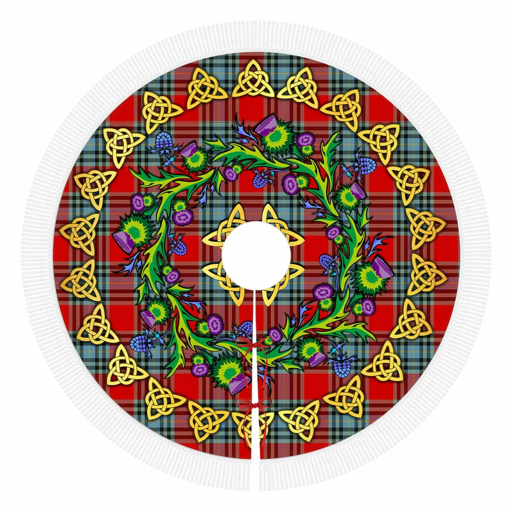 Scottish MacLeay Tartan Thistle Celtic Knot Christmas Tree Skirt - Image 4