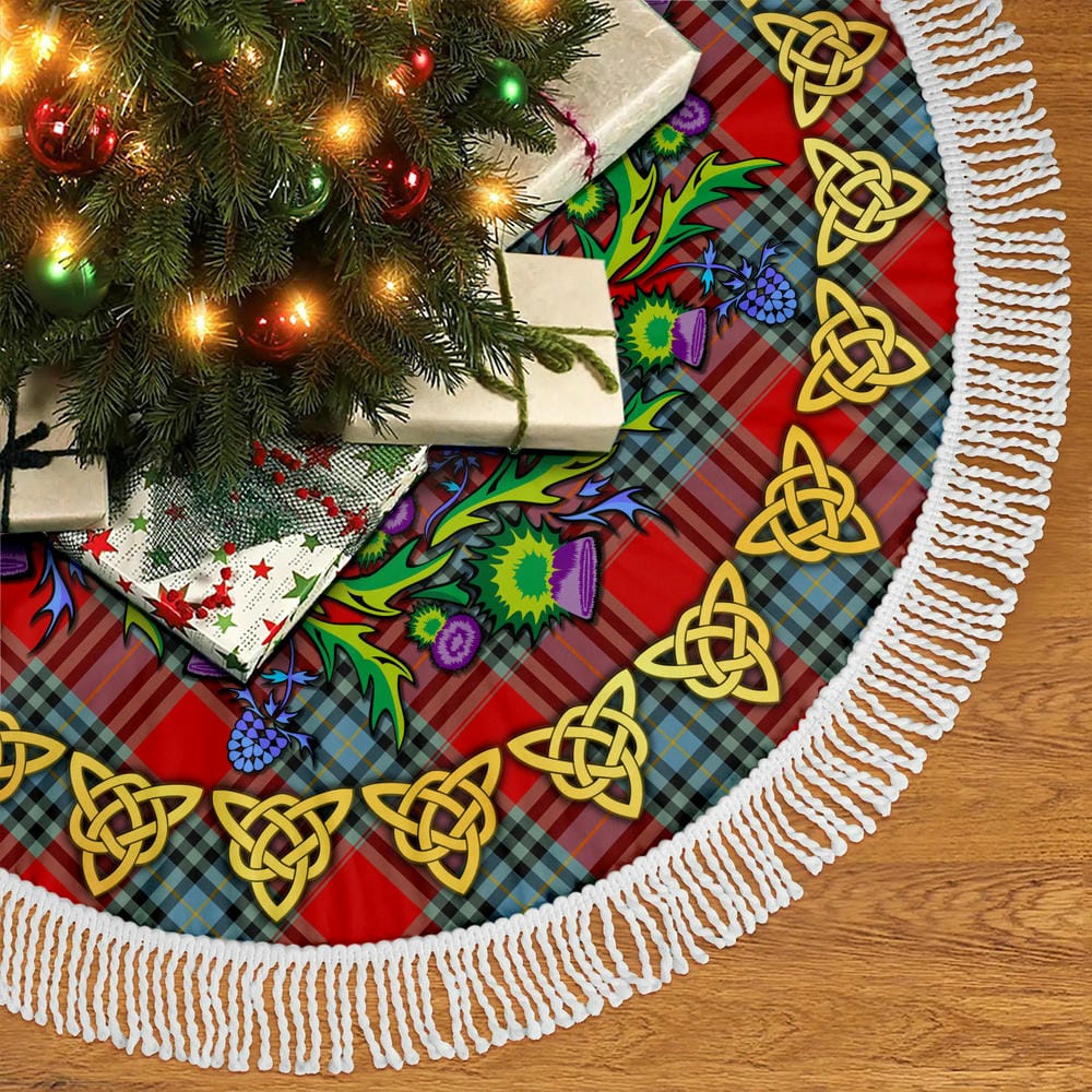 Scottish MacLeay Tartan Thistle Celtic Knot Christmas Tree Skirt - Image 5