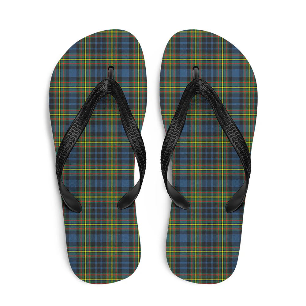 Scottish MacLellan Ancient Clan Badge Tartan Flip Flops