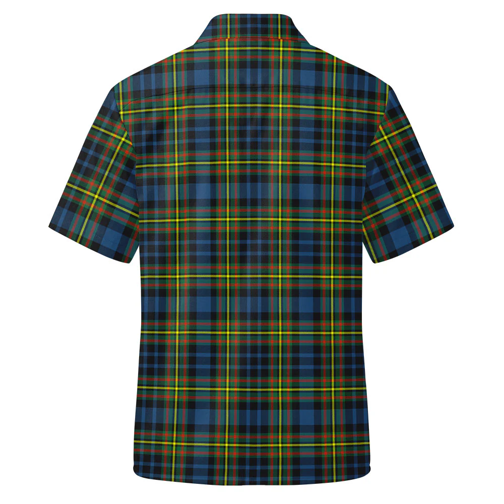 Scottish MacLellan Ancient Clan Badge Tartan Short Sleeve Work Shirt - Image 3