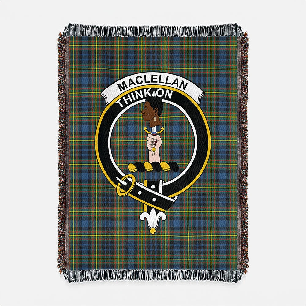 Scottish MacLellan Ancient Clan Badge Tartan Woven Blanket - Image 2