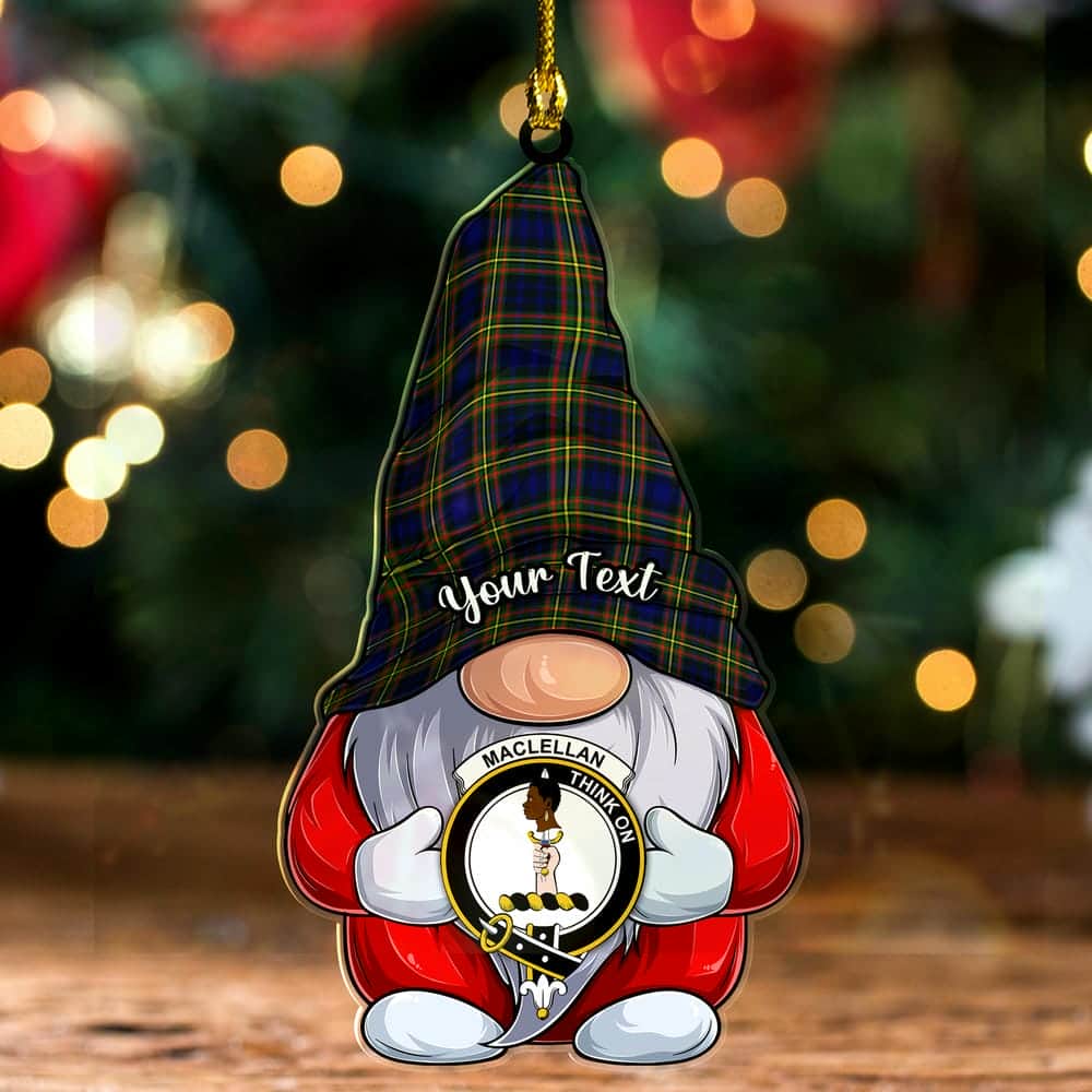 Scottish MacLellan Clan Badge Tartan Christmas Gnome Ornament Custom Personalized - Image 2