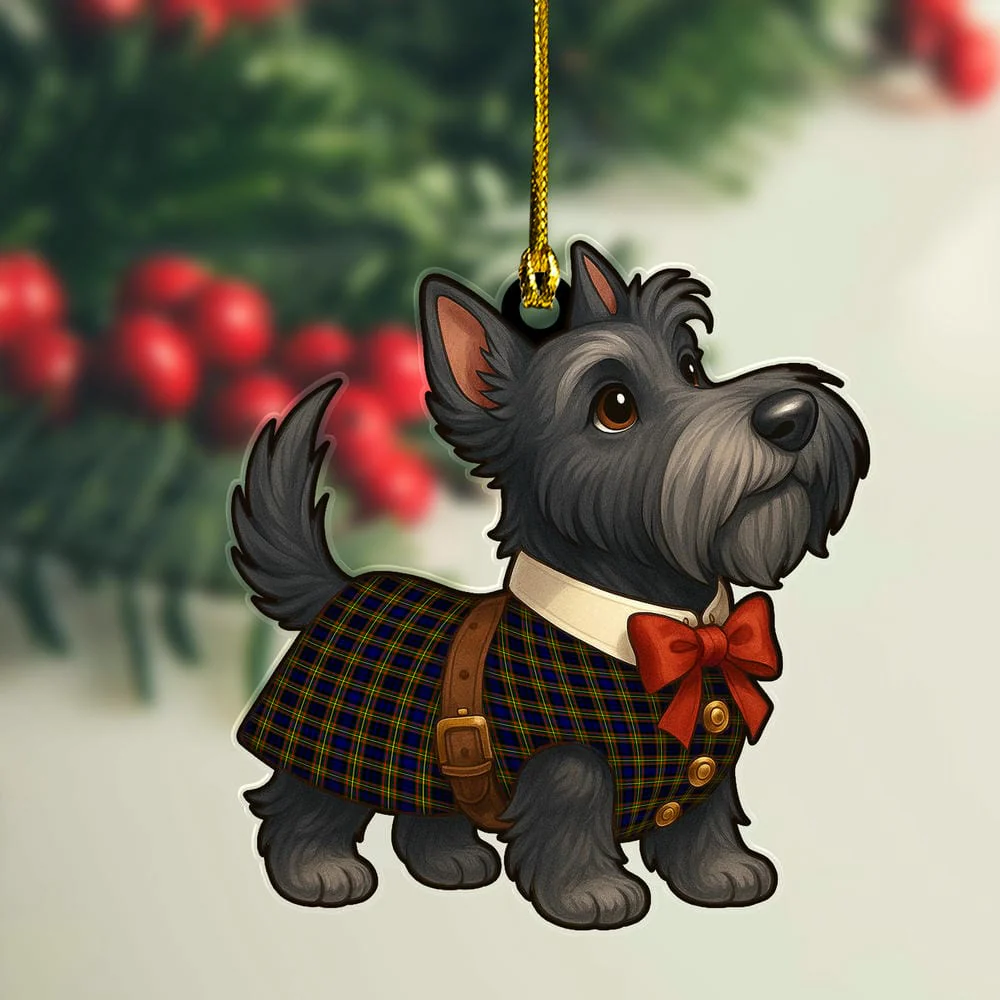 Scottish MacLellan Modern Tartan Ornament Scottie Dog