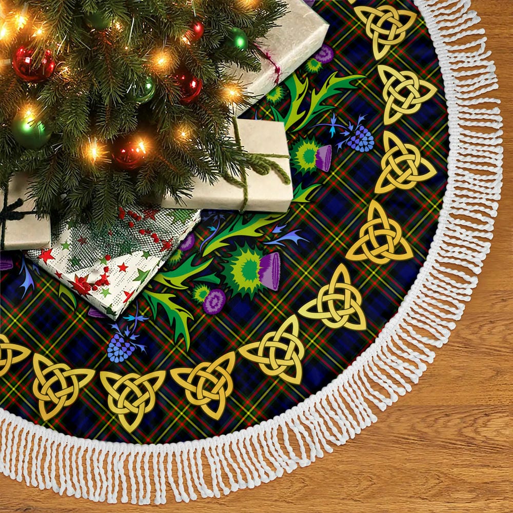 Scottish MacLellan Modern Tartan Thistle Celtic Knot Christmas Tree Skirt - Image 5