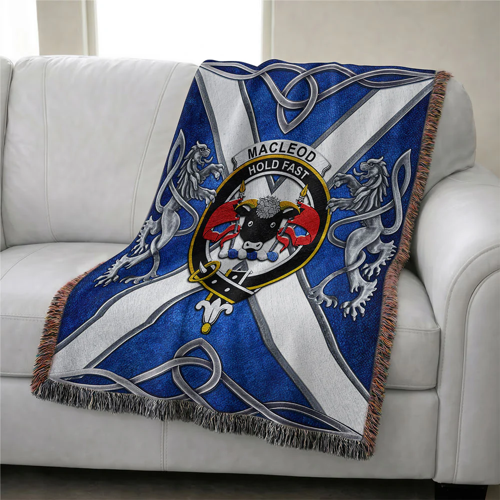 Scottish MacLeod 1 Clan Badge Woven Blanket Silver Rampant Lion Emblem - Image 3