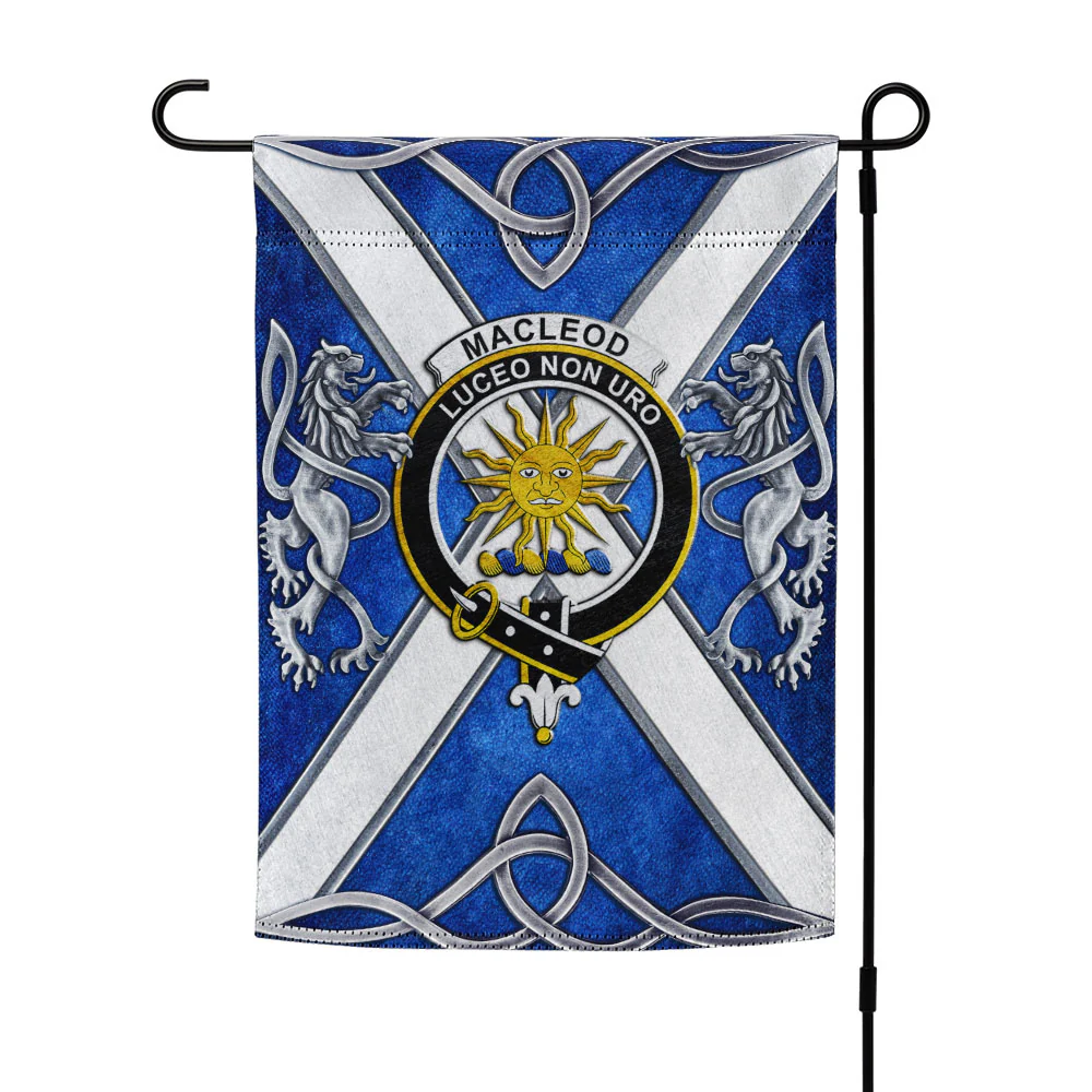 Scottish MacLeod Clan Badge Garden Flag Silver Rampant Lion Emblem
