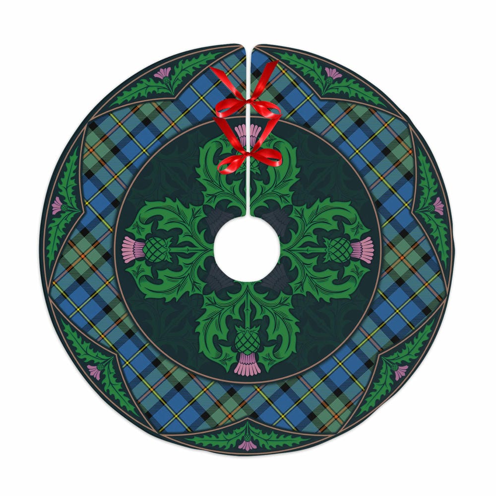 Scottish MacLeod of Harris Ancient Tartan Christmas Tree Skirt Old Scottish Thistle Flower
