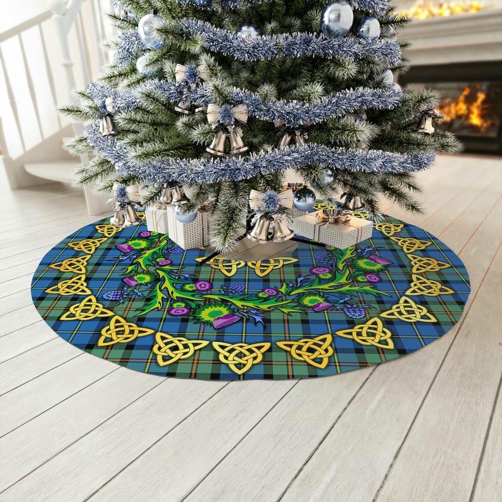 Scottish MacLeod of Harris Ancient Tartan Thistle Celtic Knot Christmas Tree Skirt - Image 3