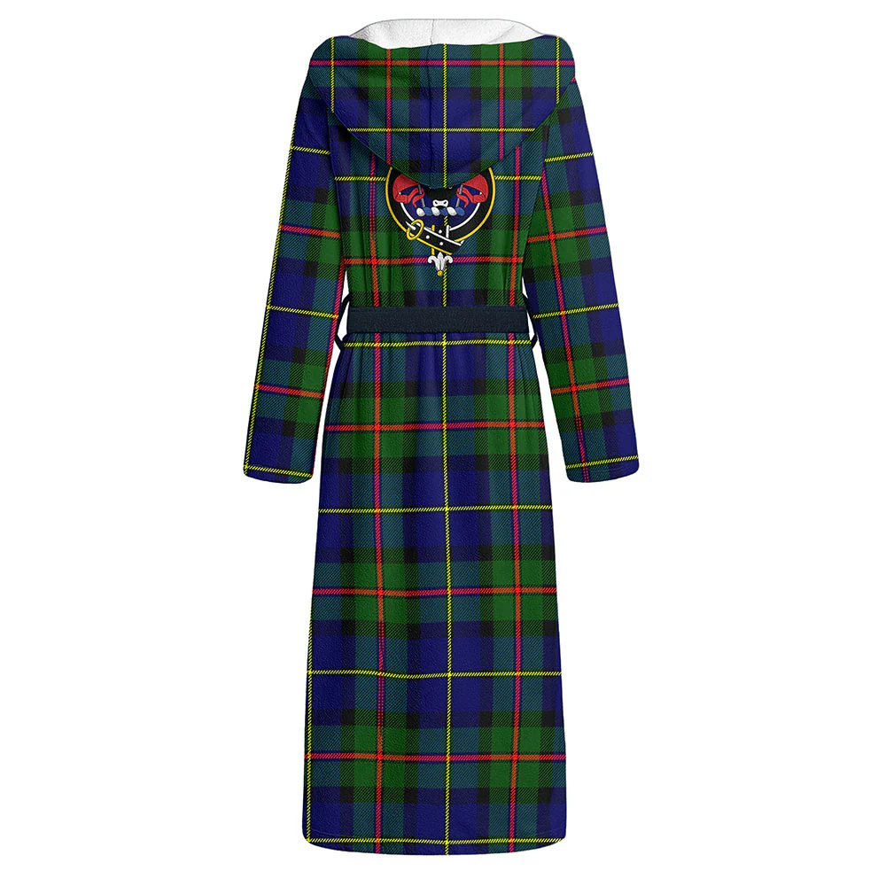 Scottish MacLeod of Harris Modern Clan Badge Tartan Flannel Hooded Bathrobe - Image 3