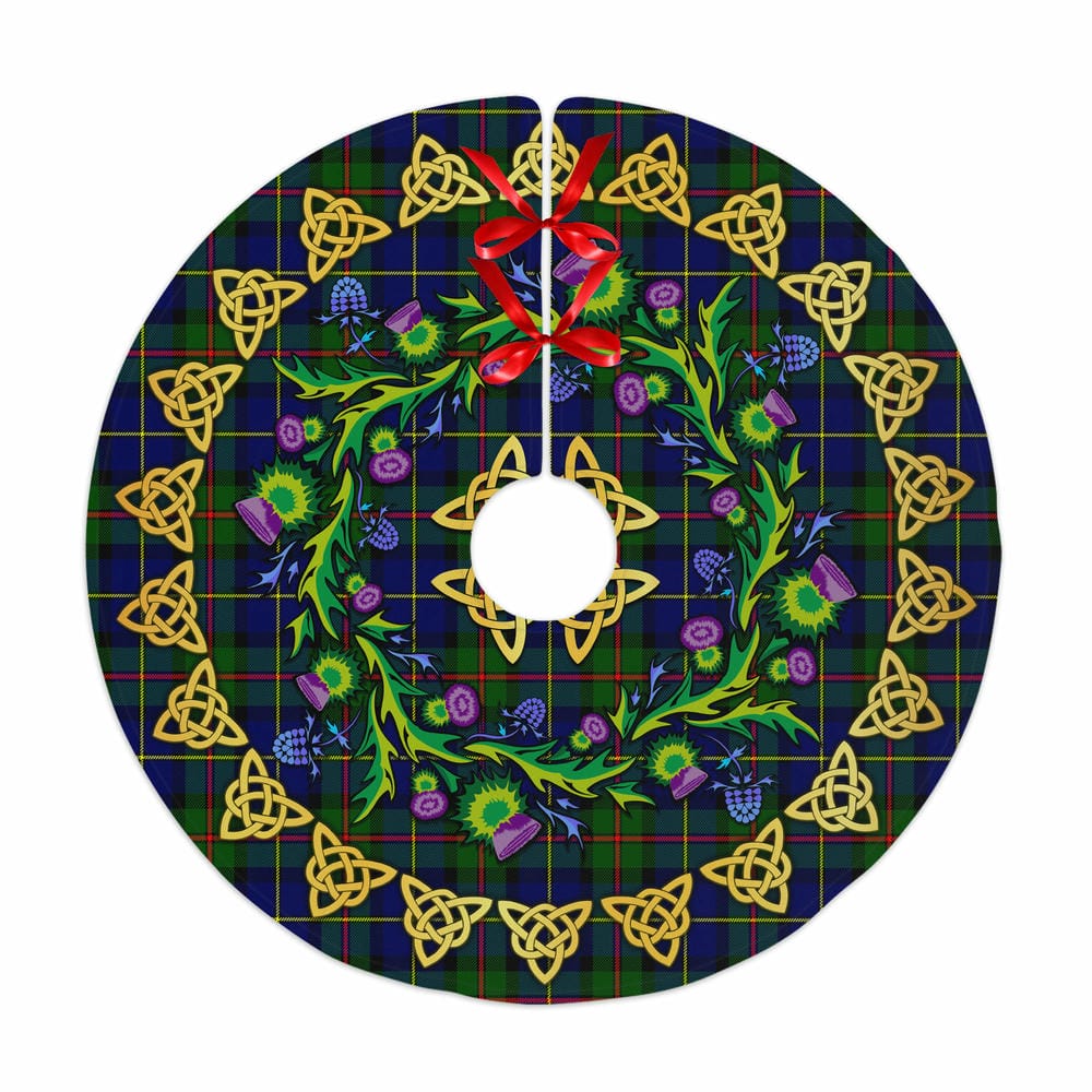 Scottish MacLeod of Harris Modern Tartan Thistle Celtic Knot Christmas Tree Skirt
