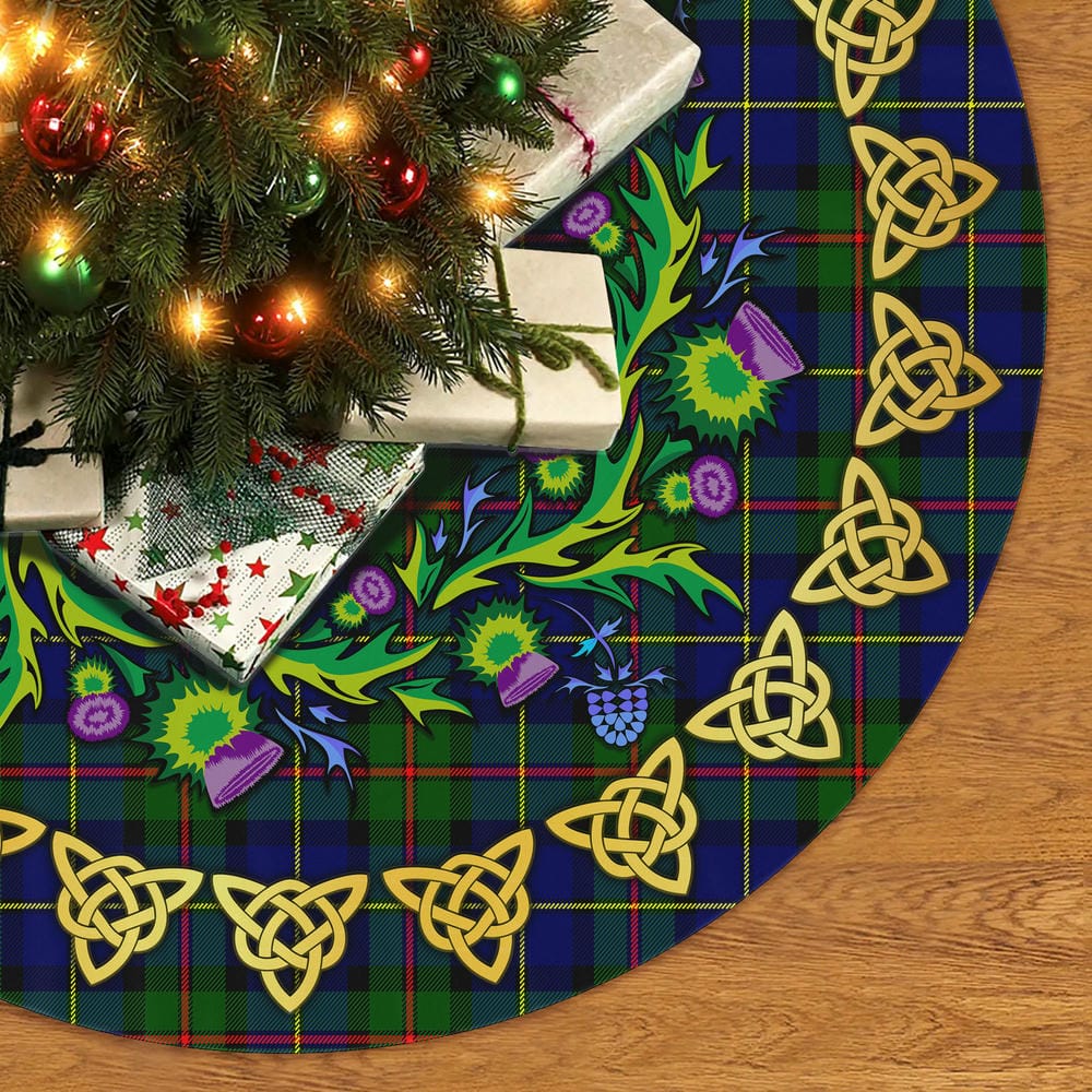 Scottish MacLeod of Harris Modern Tartan Thistle Celtic Knot Christmas Tree Skirt - Image 2