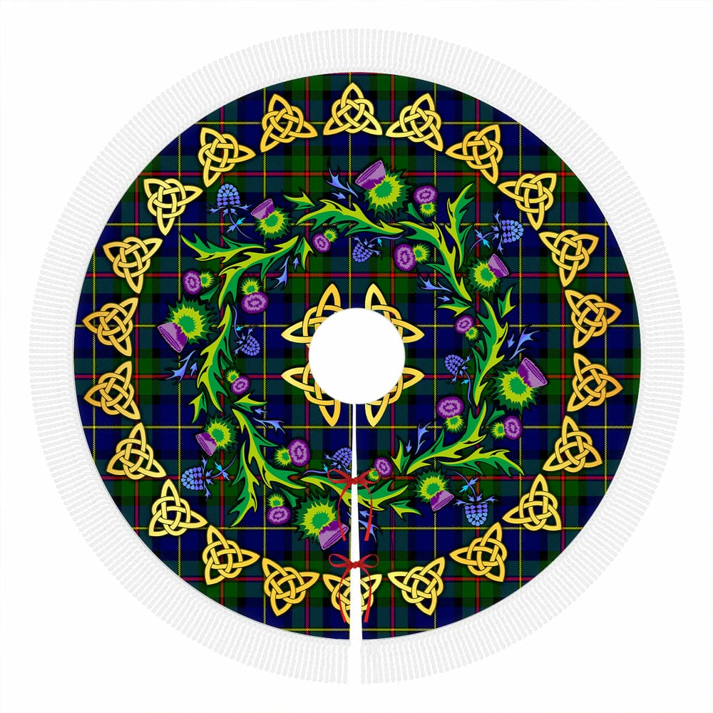 Scottish MacLeod of Harris Modern Tartan Thistle Celtic Knot Christmas Tree Skirt - Image 4