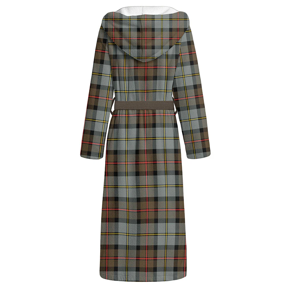 Scottish MacLeod of Harris Weathered Clan Badge Tartan Flannel Hooded Bathrobe - Image 2