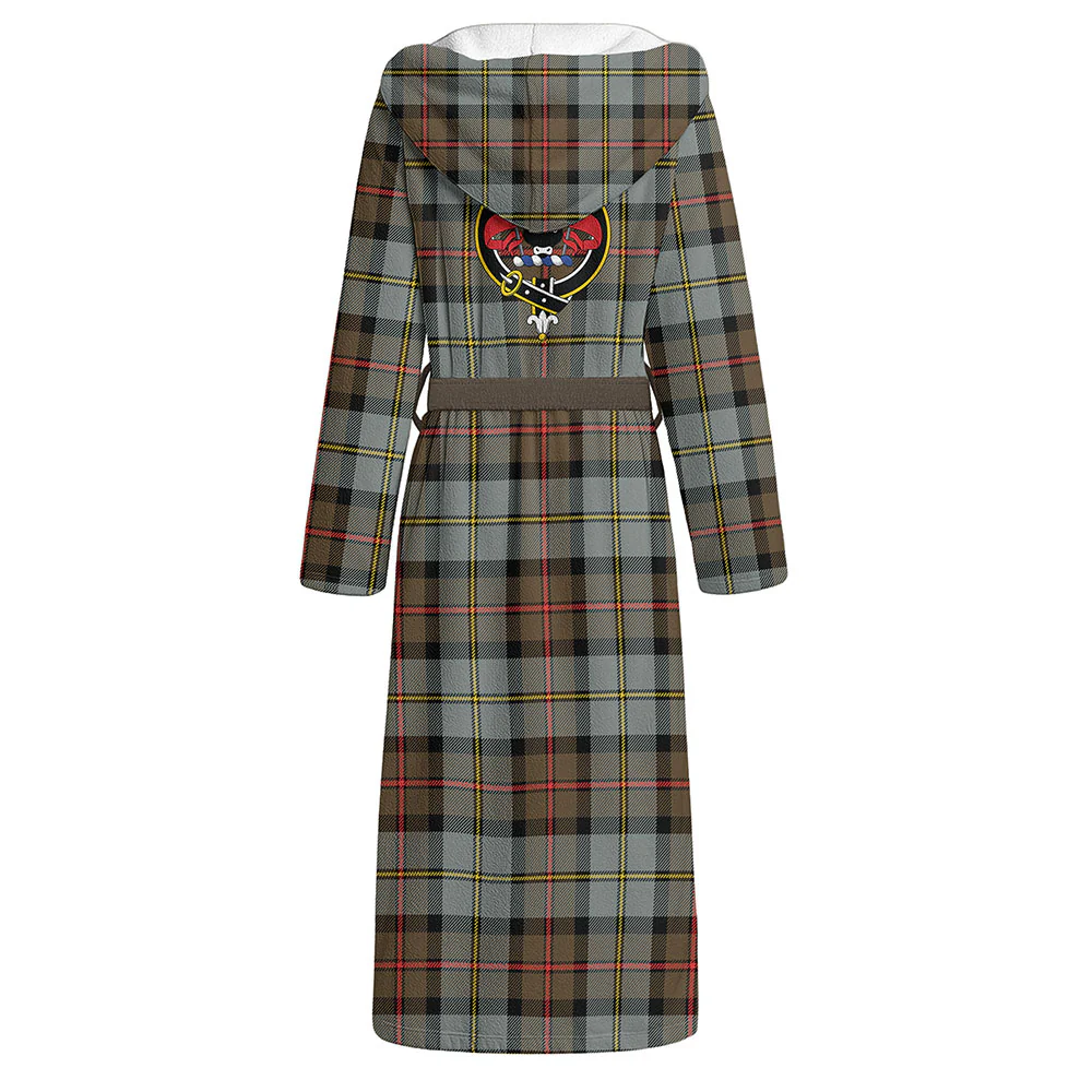 Scottish MacLeod of Harris Weathered Clan Badge Tartan Flannel Hooded Bathrobe - Image 3