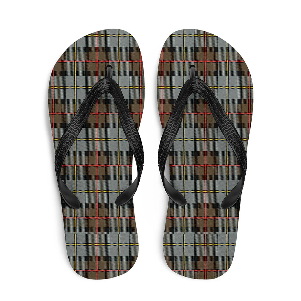 Scottish MacLeod of Harris Weathered Clan Badge Tartan Flip Flops