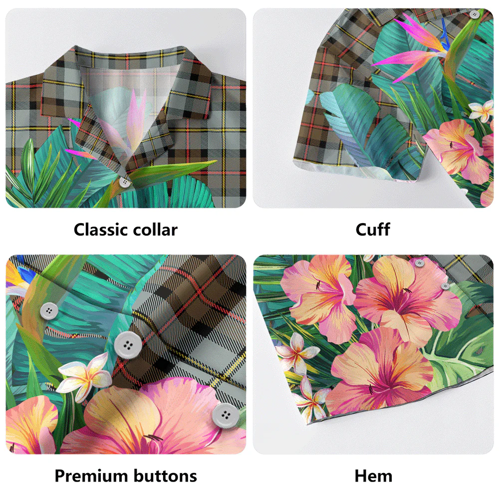 Scottish MacLeod of Harris Weathered Clan Badge Tartan Hawaiian Shirt Bouquet Tropical Style - Image 5