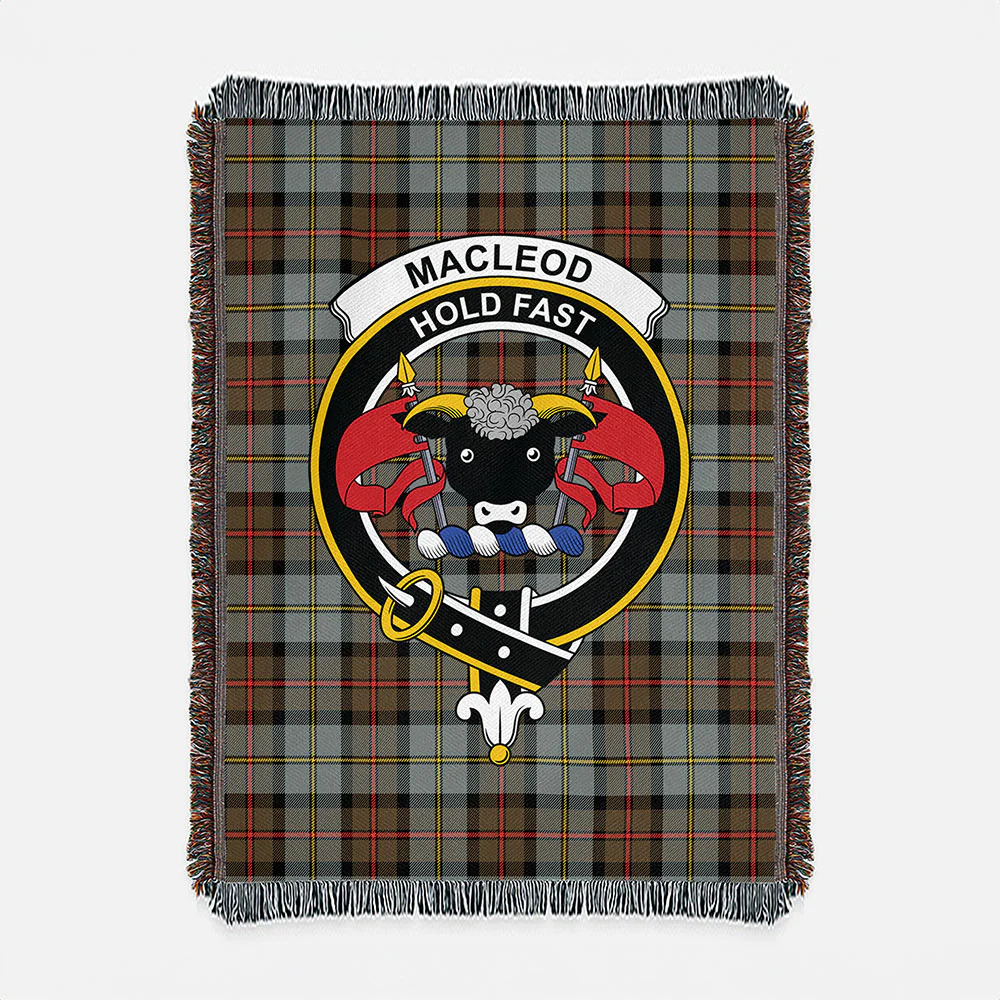 Scottish MacLeod of Harris Weathered Clan Badge Tartan Woven Blanket - Image 2