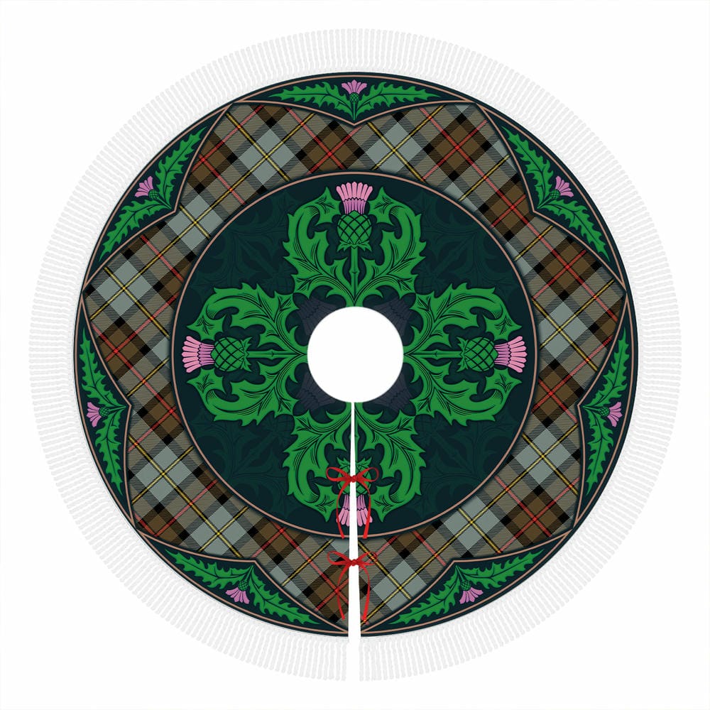 Scottish MacLeod of Harris Weathered Tartan Christmas Tree Skirt Old Scottish Thistle Flower - Image 4