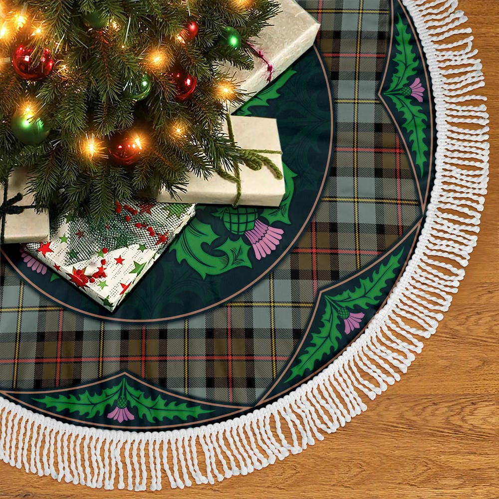 Scottish MacLeod of Harris Weathered Tartan Christmas Tree Skirt Old Scottish Thistle Flower - Image 5