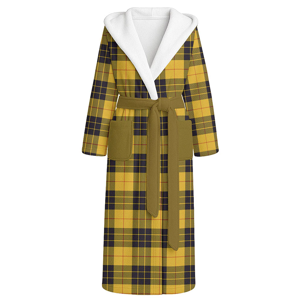 Scottish MacLeod of Lewis Ancient Clan Badge Tartan Flannel Hooded Bathrobe