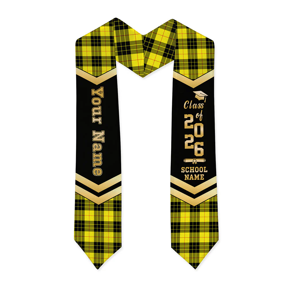 Scottish MacLeod of Lewis Modern Clan Badge Tartan Graduation Stole Black Gold Honor - Image 3