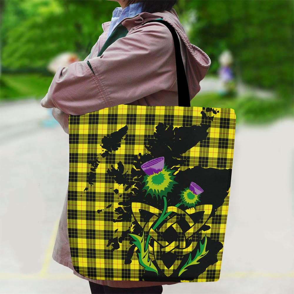 Scottish MacLeod of Lewis Modern Tartan Canvas Bag With Shoulder Strap With Thistle - Image 2