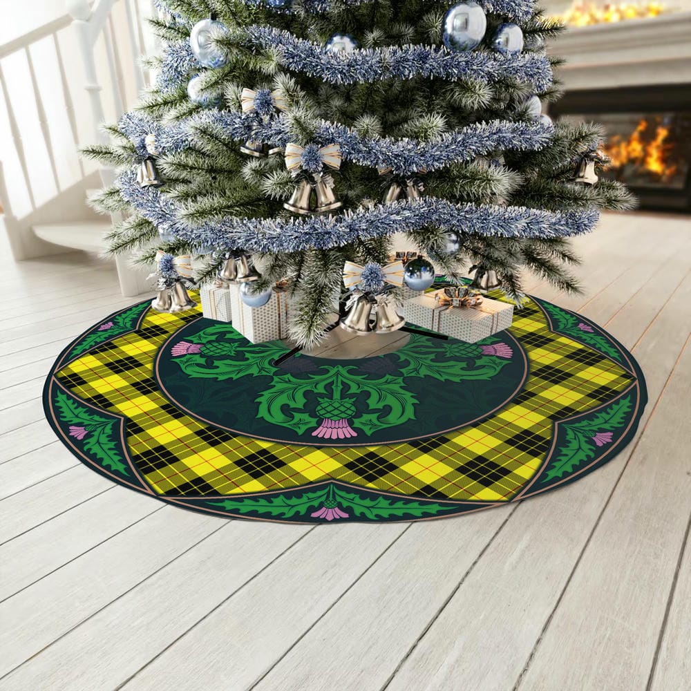 Scottish MacLeod of Lewis Modern Tartan Christmas Tree Skirt Old Scottish Thistle Flower - Image 3