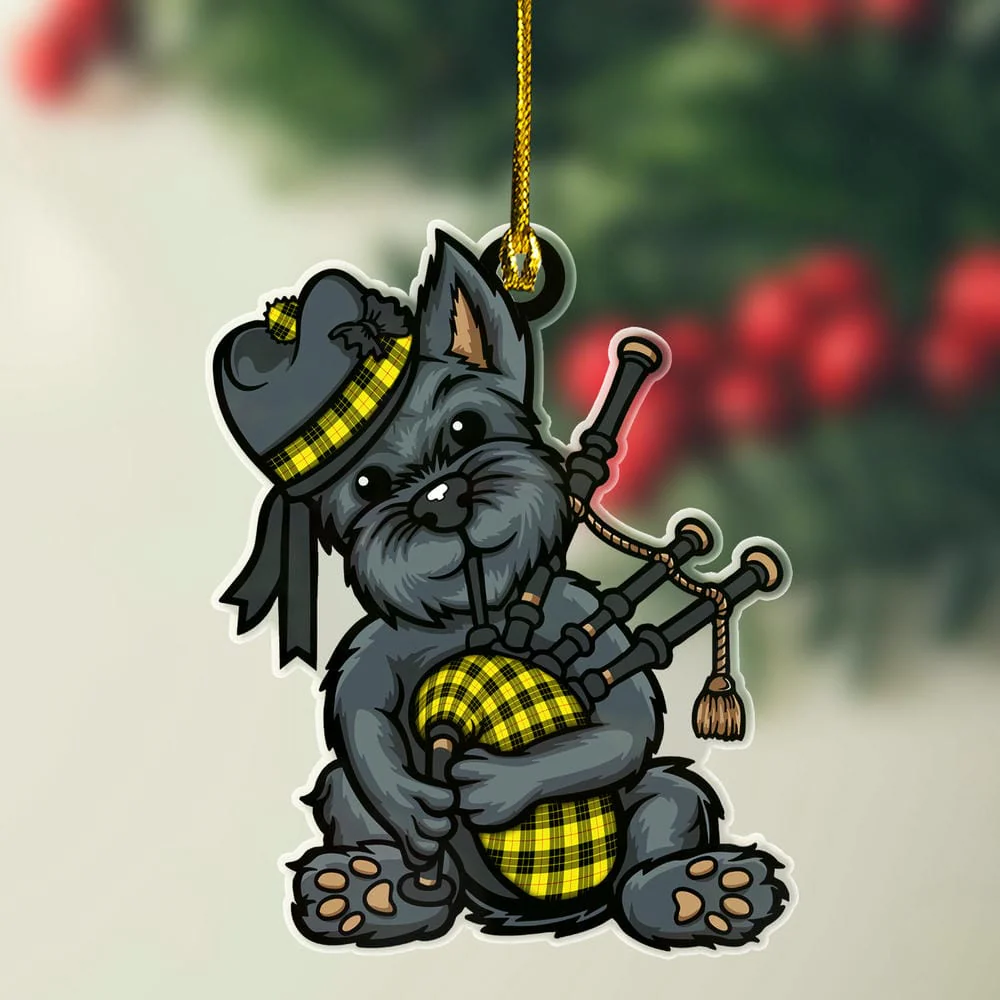 Scottish MacLeod of Lewis Modern Tartan Ornament Scottish Terrier Plays The Bagpipes
