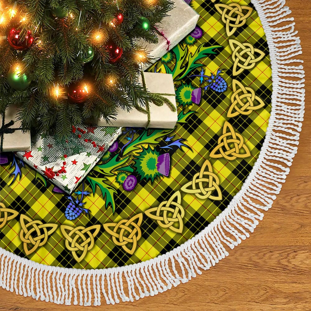 Scottish MacLeod of Lewis Modern Tartan Thistle Celtic Knot Christmas Tree Skirt - Image 5