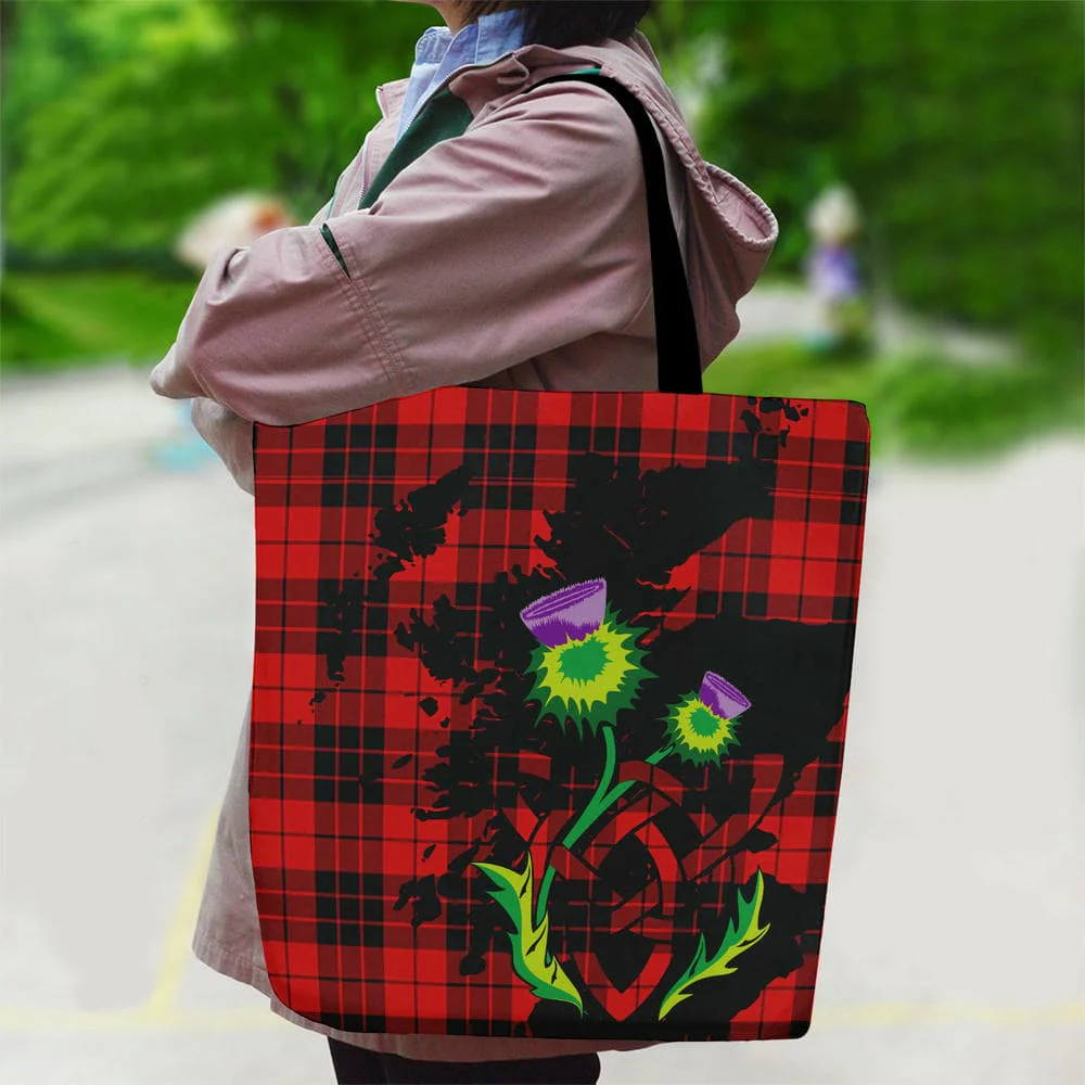 Scottish MacLeod of Raasay Tartan Canvas Bag With Shoulder Strap With Thistle - Image 2