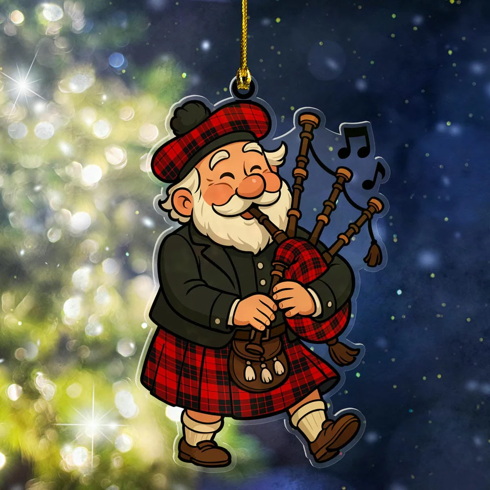 Scottish MacLeod of Raasay Tartan Ornament Scottish Santa In Kilt