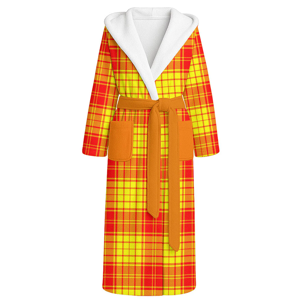 Scottish MacMillan Clan Clan Badge Tartan Flannel Hooded Bathrobe
