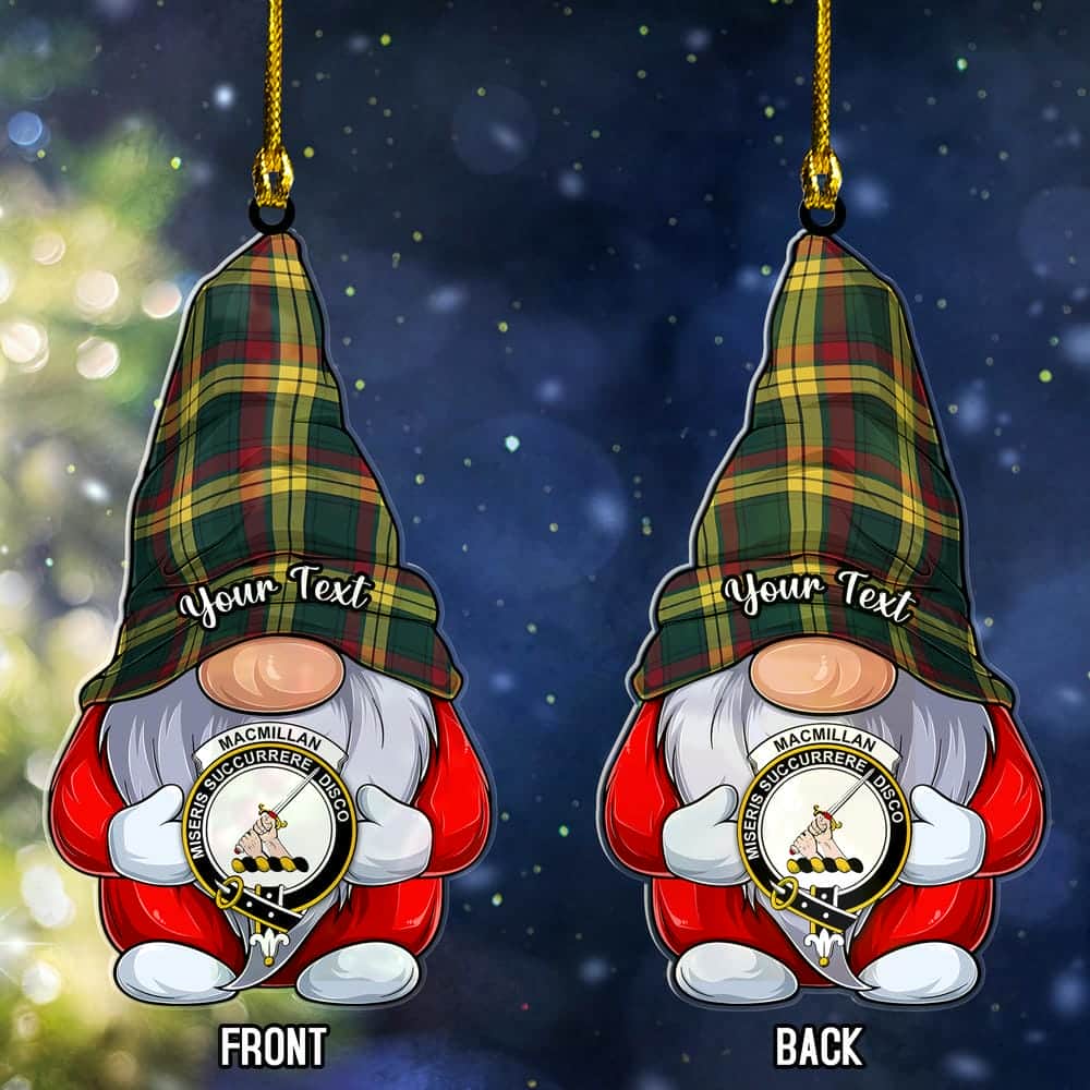 Scottish MacMillan Clan Badge Tartan Christmas Gnome Ornament Custom Personalized
