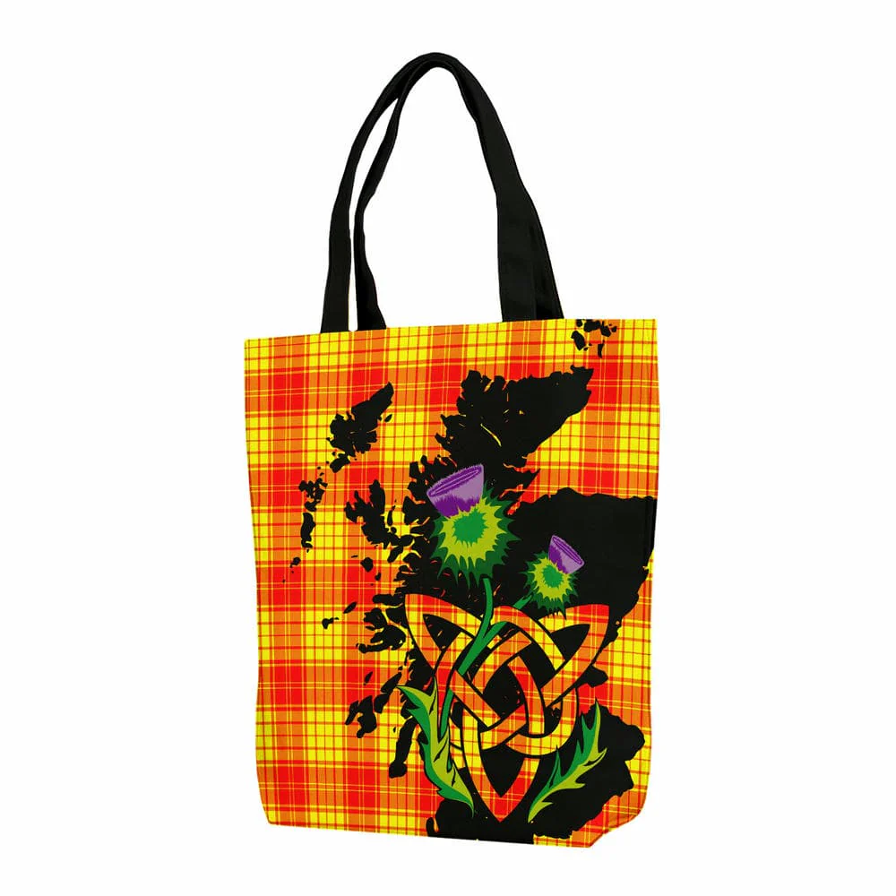 Scottish MacMillan Tartan Canvas Bag With Shoulder Strap With Thistle