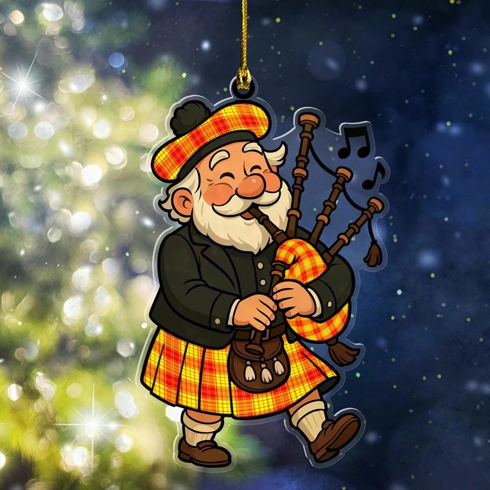Scottish MacMillan Tartan Ornament Scottish Santa In Kilt
