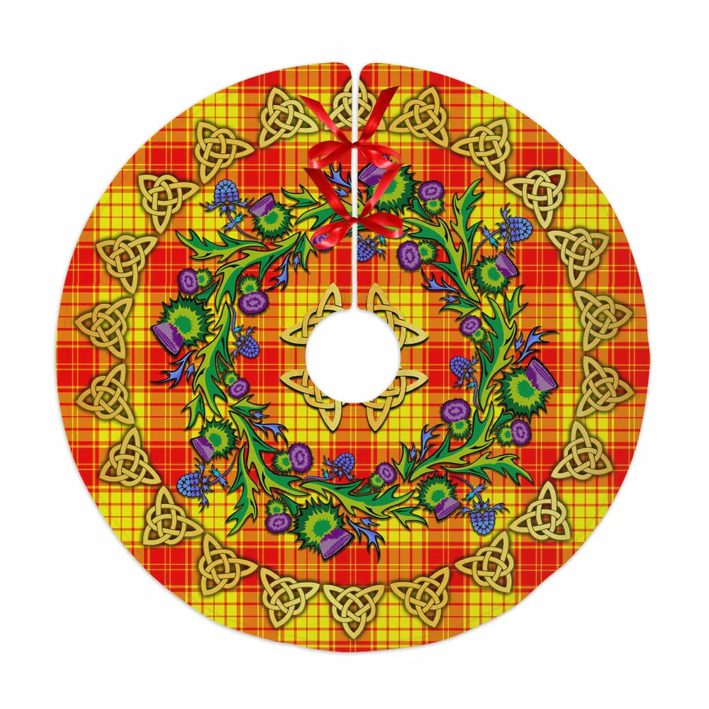 Scottish MacMillan Tartan Thistle Celtic Knot Christmas Tree Skirt
