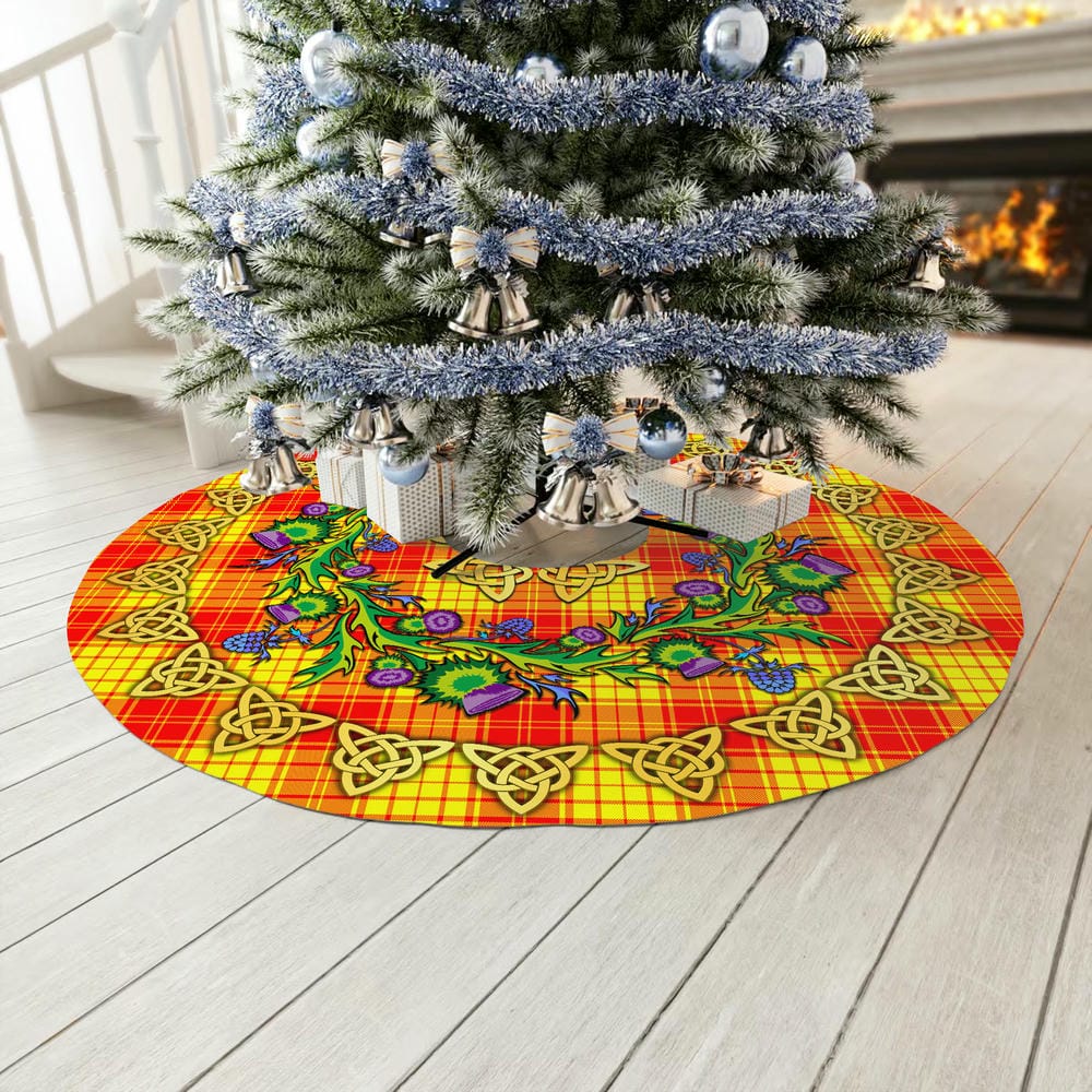 Scottish MacMillan Tartan Thistle Celtic Knot Christmas Tree Skirt - Image 3