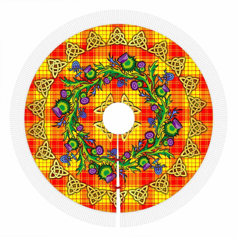 Scottish MacMillan Tartan Thistle Celtic Knot Christmas Tree Skirt - Image 4