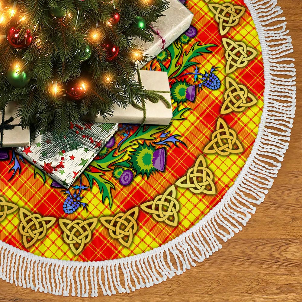 Scottish MacMillan Tartan Thistle Celtic Knot Christmas Tree Skirt - Image 5