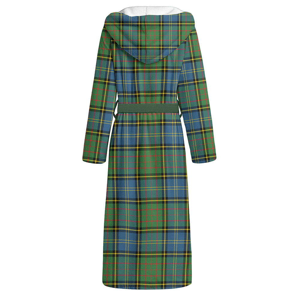 Scottish MacMillan Hunting Ancient Clan Badge Tartan Flannel Hooded Bathrobe - Image 2