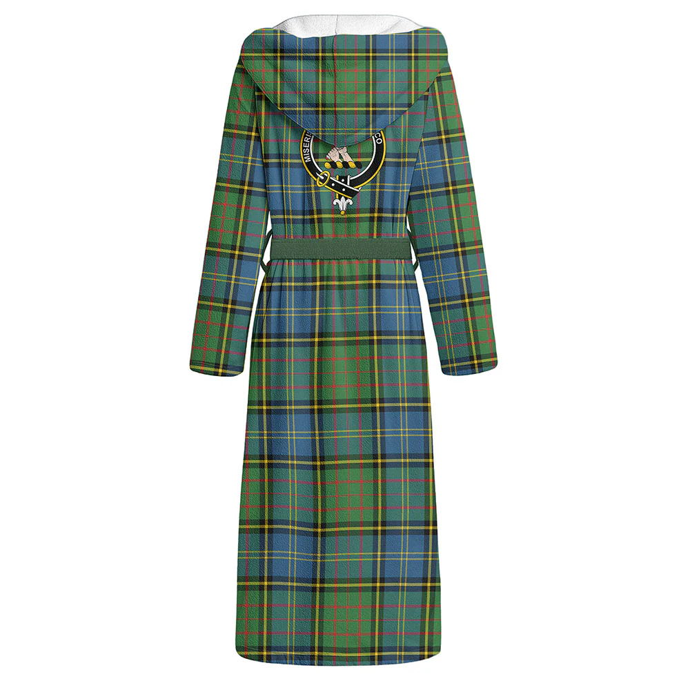 Scottish MacMillan Hunting Ancient Clan Badge Tartan Flannel Hooded Bathrobe - Image 3