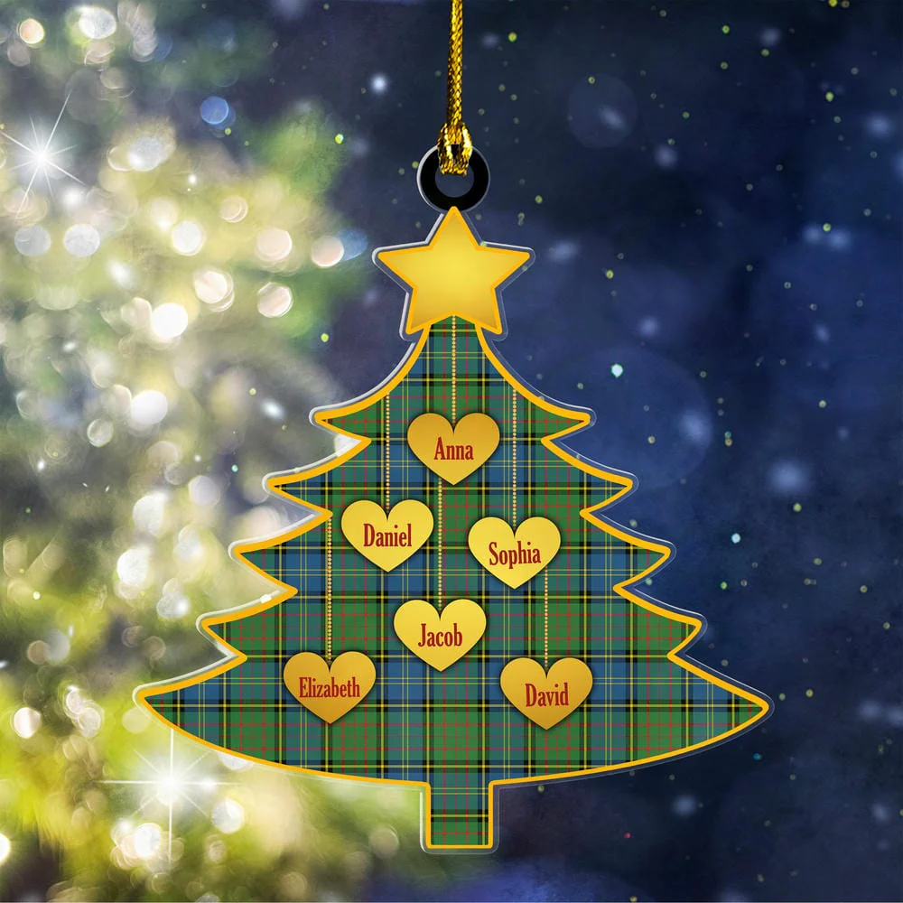Scottish MacMillan Hunting Ancient Tartan Ornament Custom Family Christmas Tree