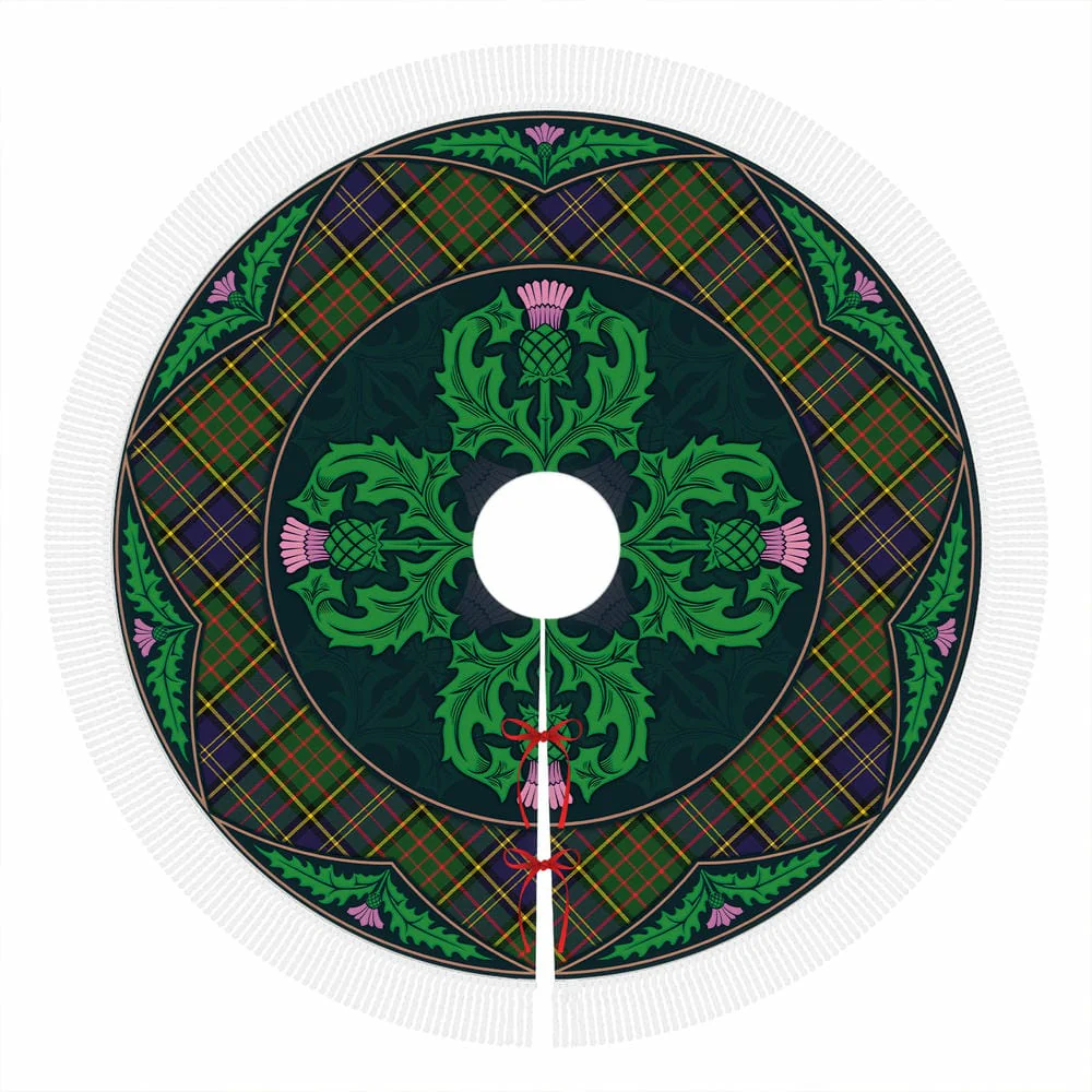 Scottish MacMillan Hunting Modern Tartan Christmas Tree Skirt Old Scottish Thistle Flower - Image 4