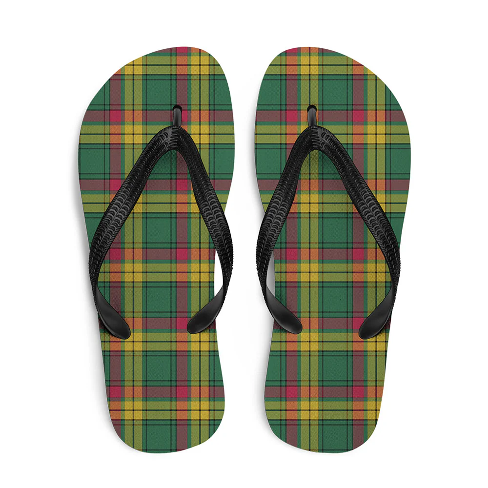 Scottish MacMillan Old Ancient Clan Badge Tartan Flip Flops