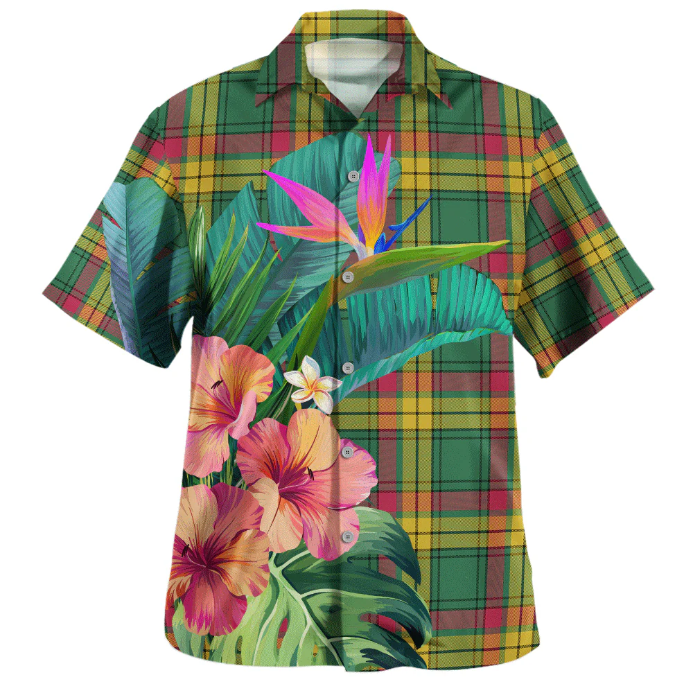 Scottish MacMillan Old Ancient Clan Badge Tartan Hawaiian Shirt Bouquet Tropical Style - Image 2