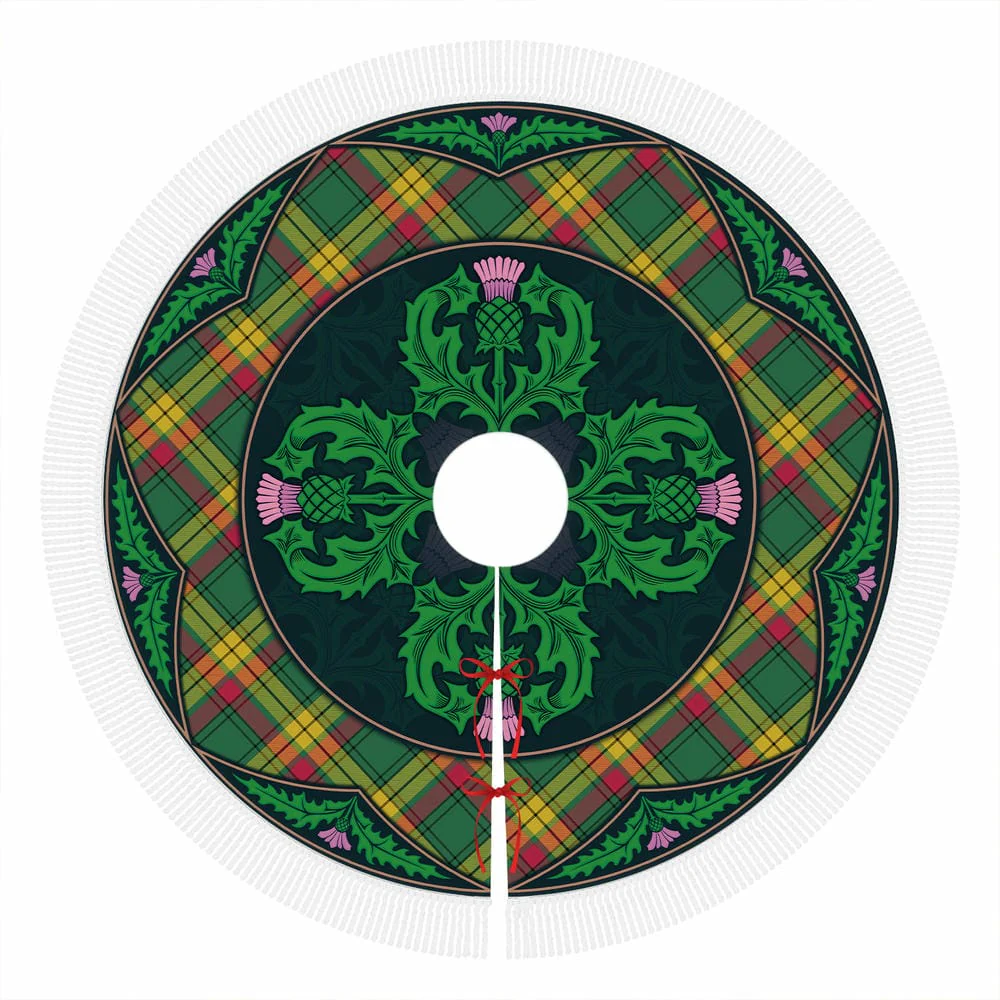 Scottish MacMillan Old Ancient Tartan Christmas Tree Skirt Old Scottish Thistle Flower - Image 4