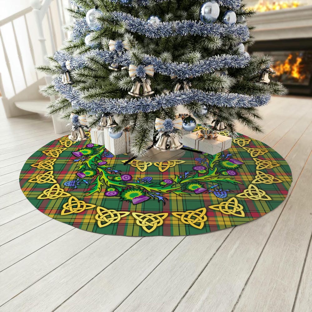 Scottish MacMillan Old Ancient Tartan Thistle Celtic Knot Christmas Tree Skirt - Image 3