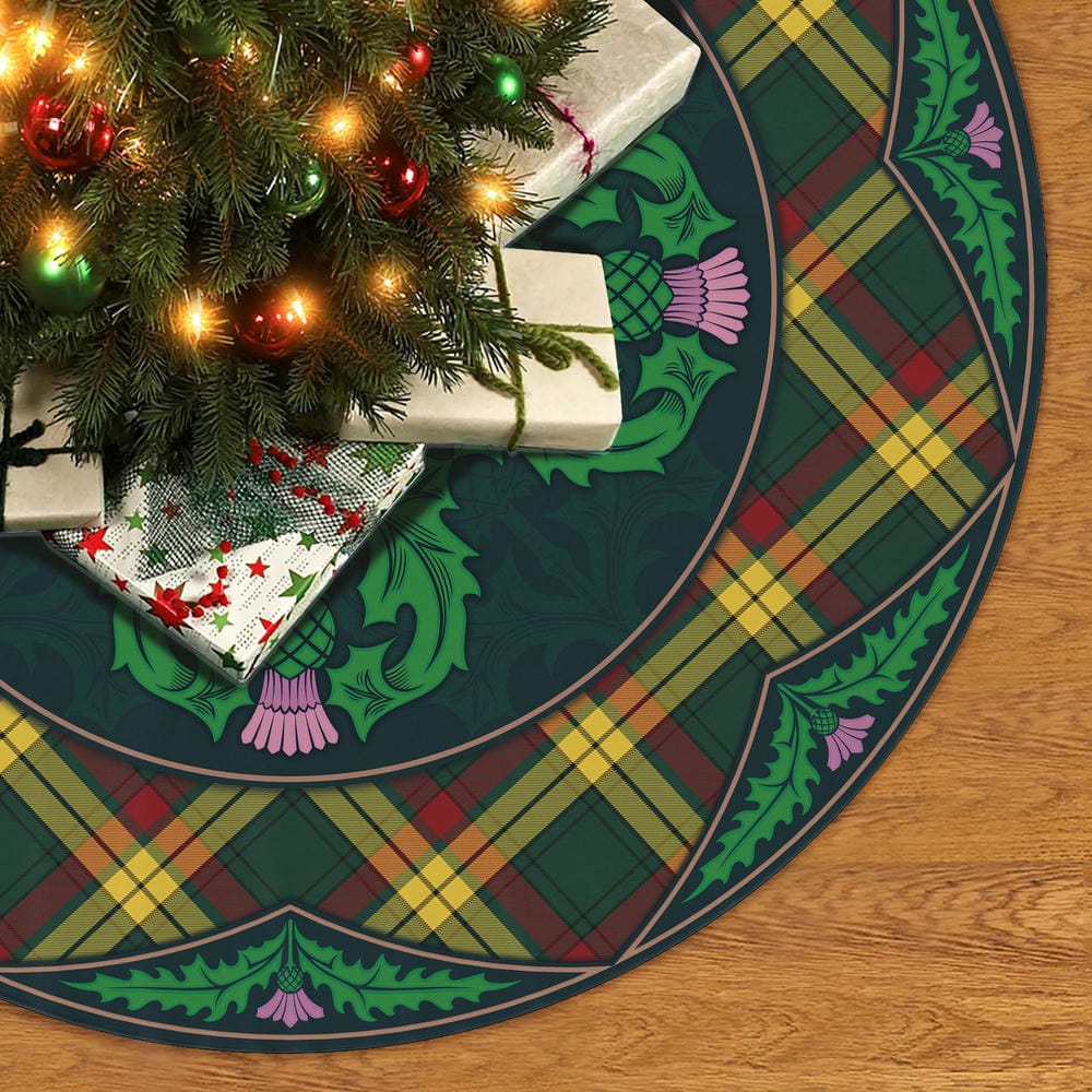 Scottish MacMillan Old Modern Tartan Christmas Tree Skirt Old Scottish Thistle Flower - Image 2